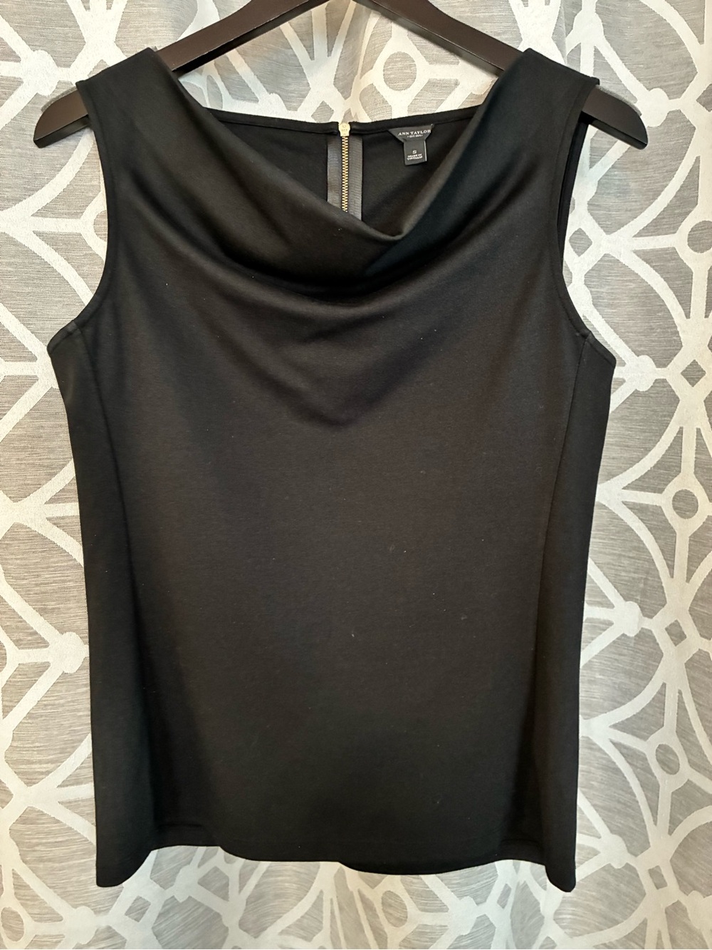 Ann Taylor Ponte Cowl Neck Shell (Black) Size S